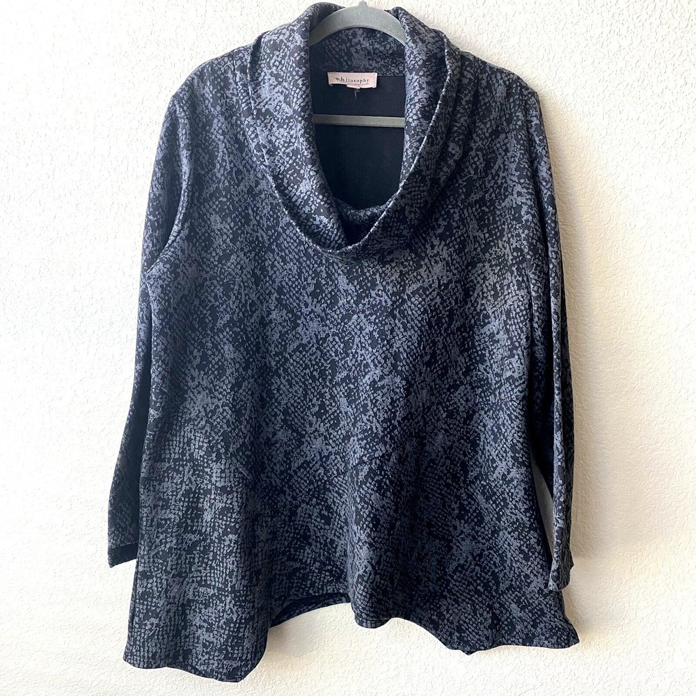 Philosophy Womens Sweater Size XL  Snake Print Cowl Neck Pullover